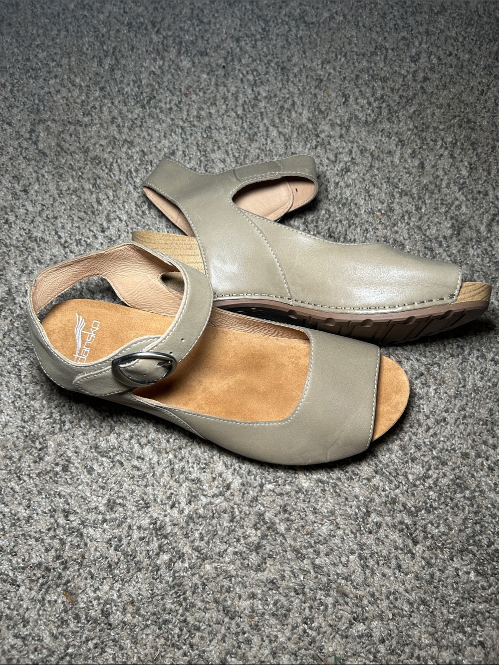 Dansko Tiana Taupe Ankle-Strap Sandal with Adjustable Buckle